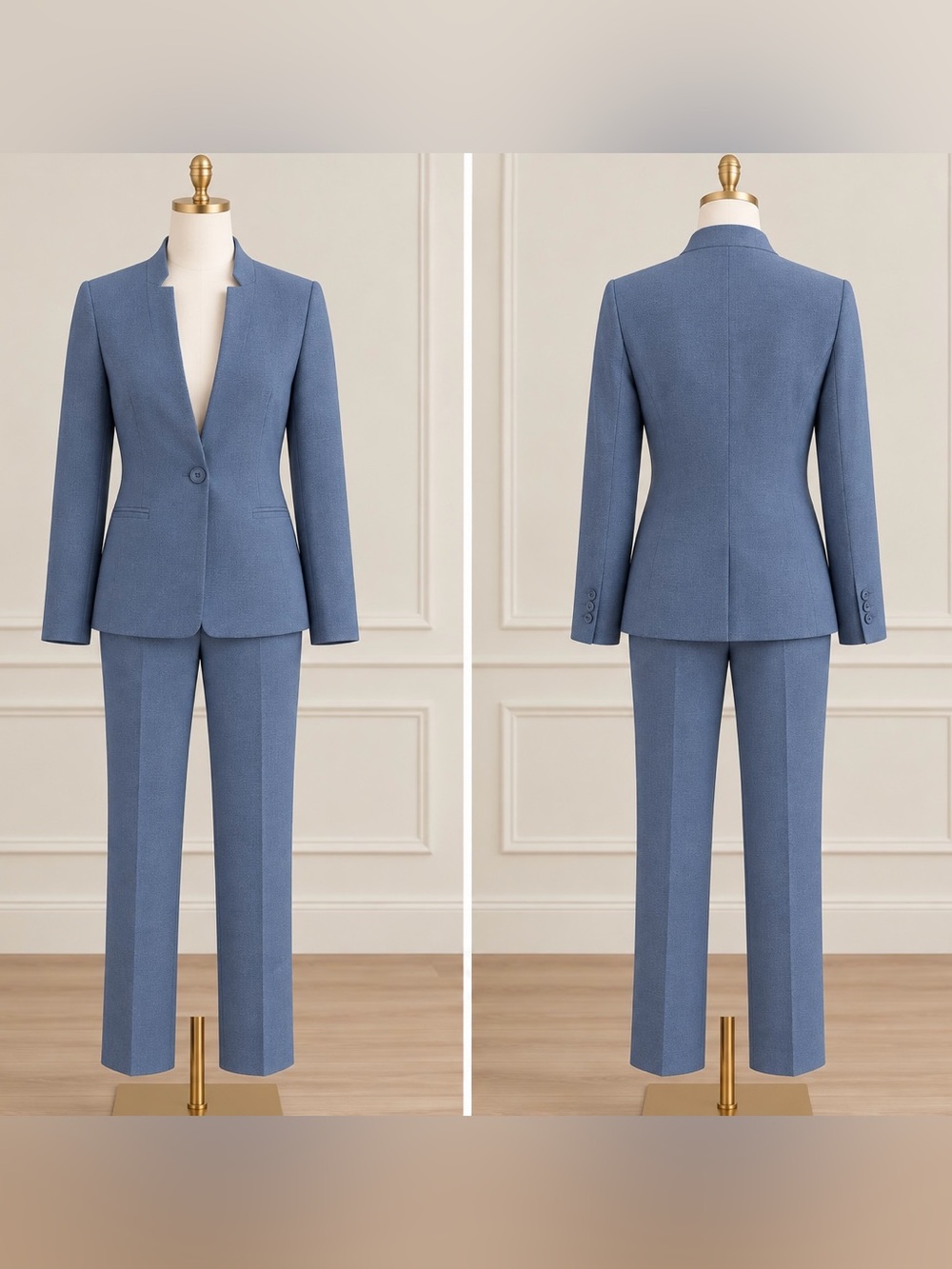 LOFT Blue Gray Tailored Blazer & Pants Suit Set NWT - Picture 2 of 2